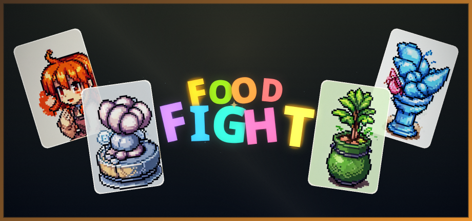Food Fight Steam header capsule: the wordmark over a spread of battling snacks