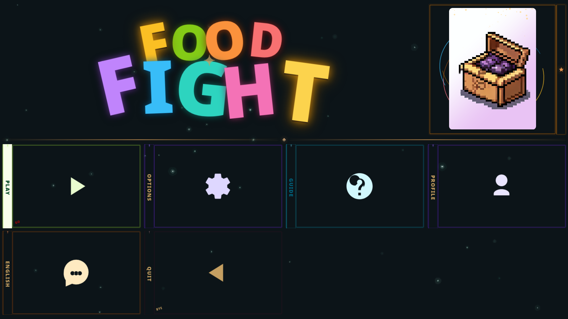 Food Fight main menu with the in-game logo