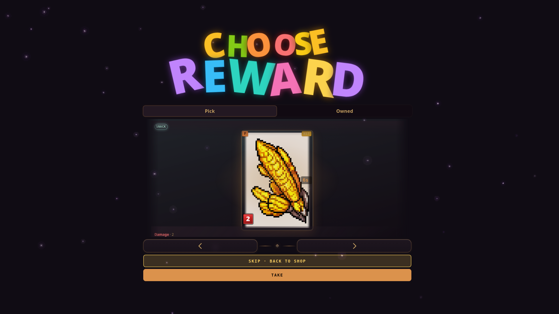 Reward pick after a cleared fight